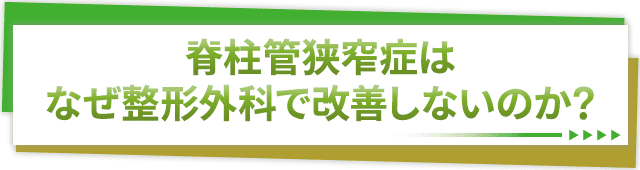 脊柱管狭窄症はなぜ整形外科で改善しないのか？